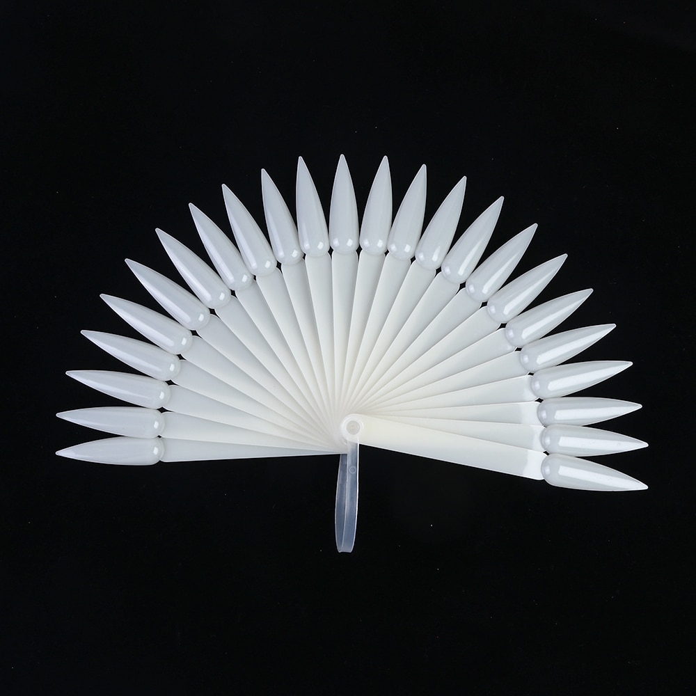 24Pcs Clear Natuur Wit False Nail Tips Display Sample Uv Gel Polish Praktijk Fan Board Nail Art Tool Manicure SA1503-1