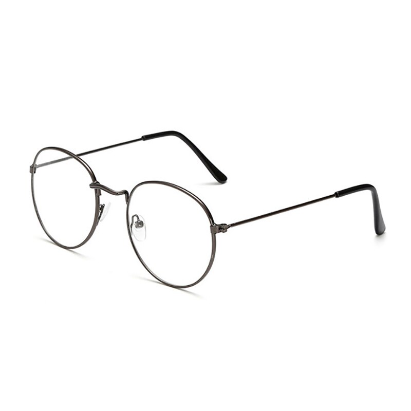Frau Brille Optische Rahmen Metall Runde Brille Rahmen Klare linse Eyeweare Schwarz Silber Gold Brillen Oval: Pistole grau