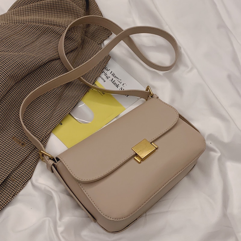 Zachte pu leren crossbody tassen met klep voor dames, trendy crossbody handtas voor meisjes, trendy schoudertas voor dames met merknaam