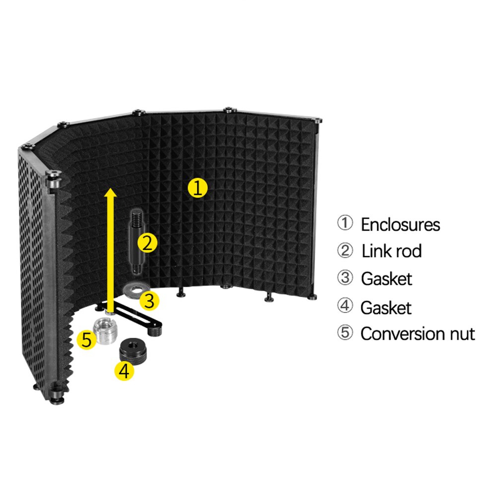 Foldable Adjustable Sound Absorbing Vocal Recording Panel Portable Acoustic Isolation Microphone Shield Sound-proof Plate
