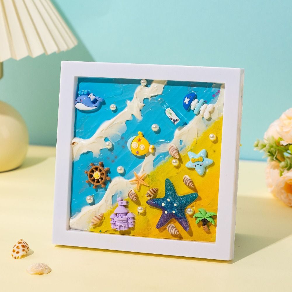 Multicolor DIY Photo Frame Wood Material 3D 3D Ocean Scenery Painting Cartoon Handmade Photo Wood Frame Scrapbooking