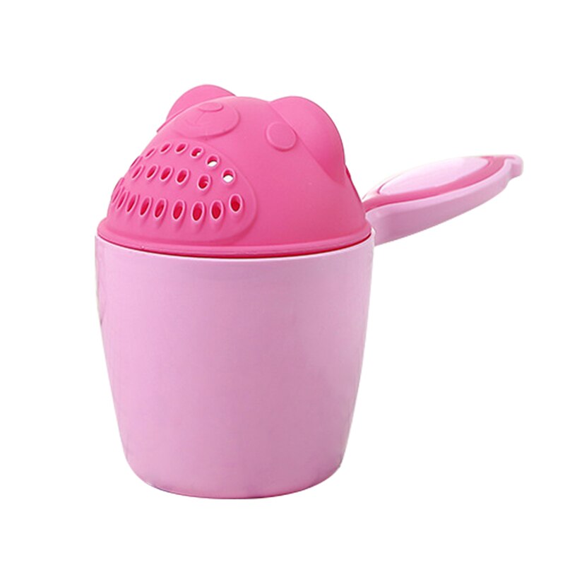 Bonitos gorros de baño de dibujos para bebé, taza de champú para niños, cucharas de baño para Baby Shower, taza de pelo para lavado de niños, herramienta de baño para niños: Rosa