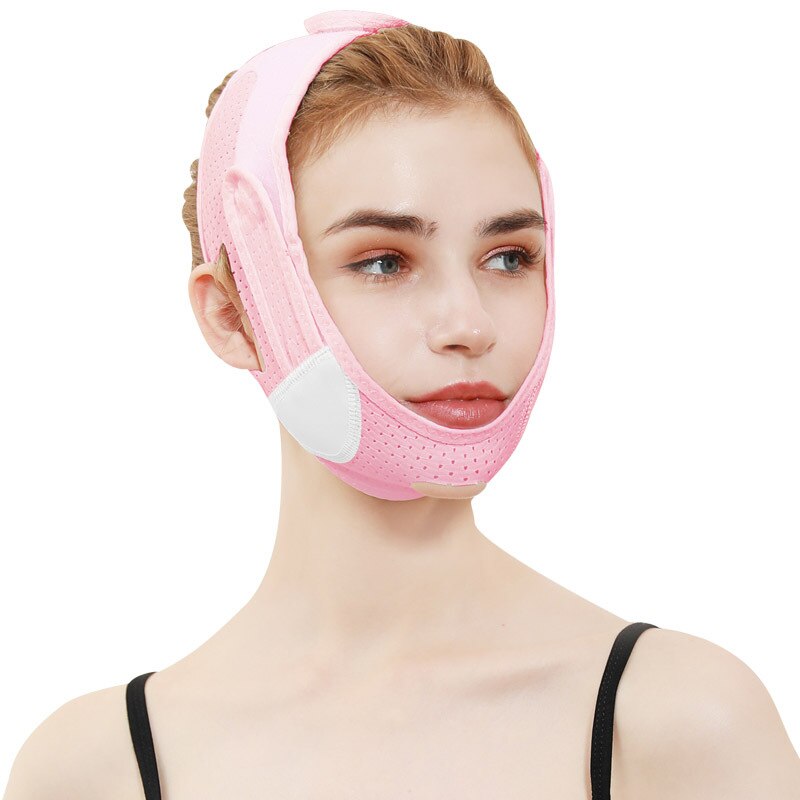 Atmungsaktive V Gesicht Wange Aufzug hoch Band Gesicht Dünne Maske Reduzieren Doppel Kinn V-Linie Gestaltung Verband Anti Falten gesicht Abnehmen Verband: 072 Rosa