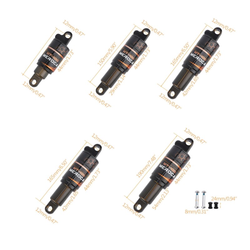 Amortiguador trasero de aire para bicicleta de montaña, resistente al desgaste, 125mm, 150mm, 165mm, 190mm