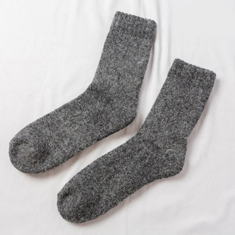 Vinter uld varme sokker super blød tyk ensfarvet sokker til mænd kvinder sports tilbehør: Mørkegrå