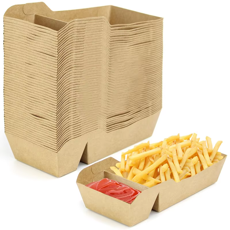 Disposable Paper Snack Box Boats Food Trays Food Paper Trays Boats Snack Nacho Fried Container Takeaway Boxes French Fries Tray