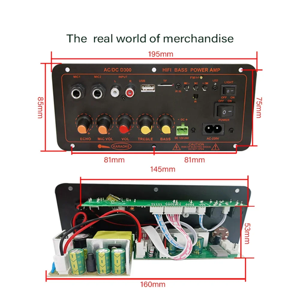 600W Bluetooth 5.0 MP3 Amplifier Board 12V 24V Dual Microphone AMP Module USB TF FM Car Music Lossless Bass Sound for Subwoofer