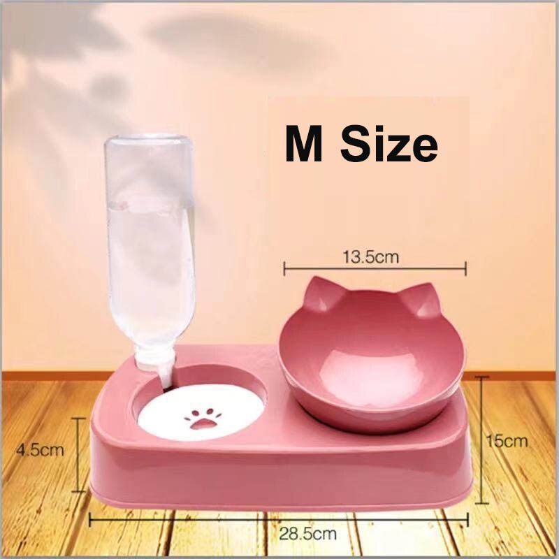 2-In-1 Kat Kom Water Dispenser Automatische Water Opslag Hond Kattenvoer Kom Voedsel Container Met water Huisdier Leuke Waterer Feeder: YELLOW