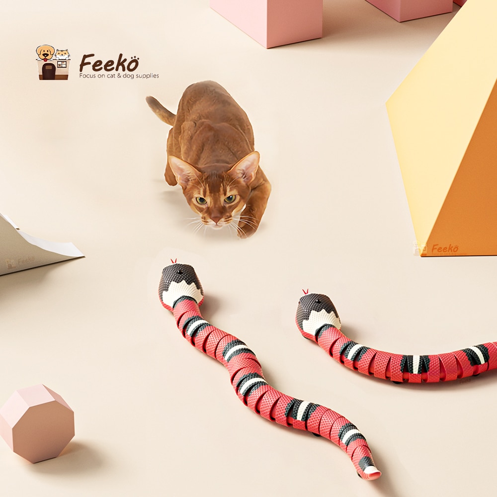 Jouets à détection intelligente serpent chat, jouets interactifs électriques pour chats, chargeur USB, accessoires pour animaux de compagnie, jeu pour chiens