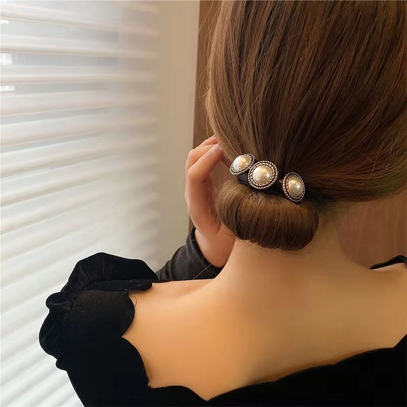 Bigoudi coréen pour femmes, accessoires de coiffure, épingle à cheveux perle fleur élégante, chignon, outils de tressage de Hairgrip: Rose Rouge