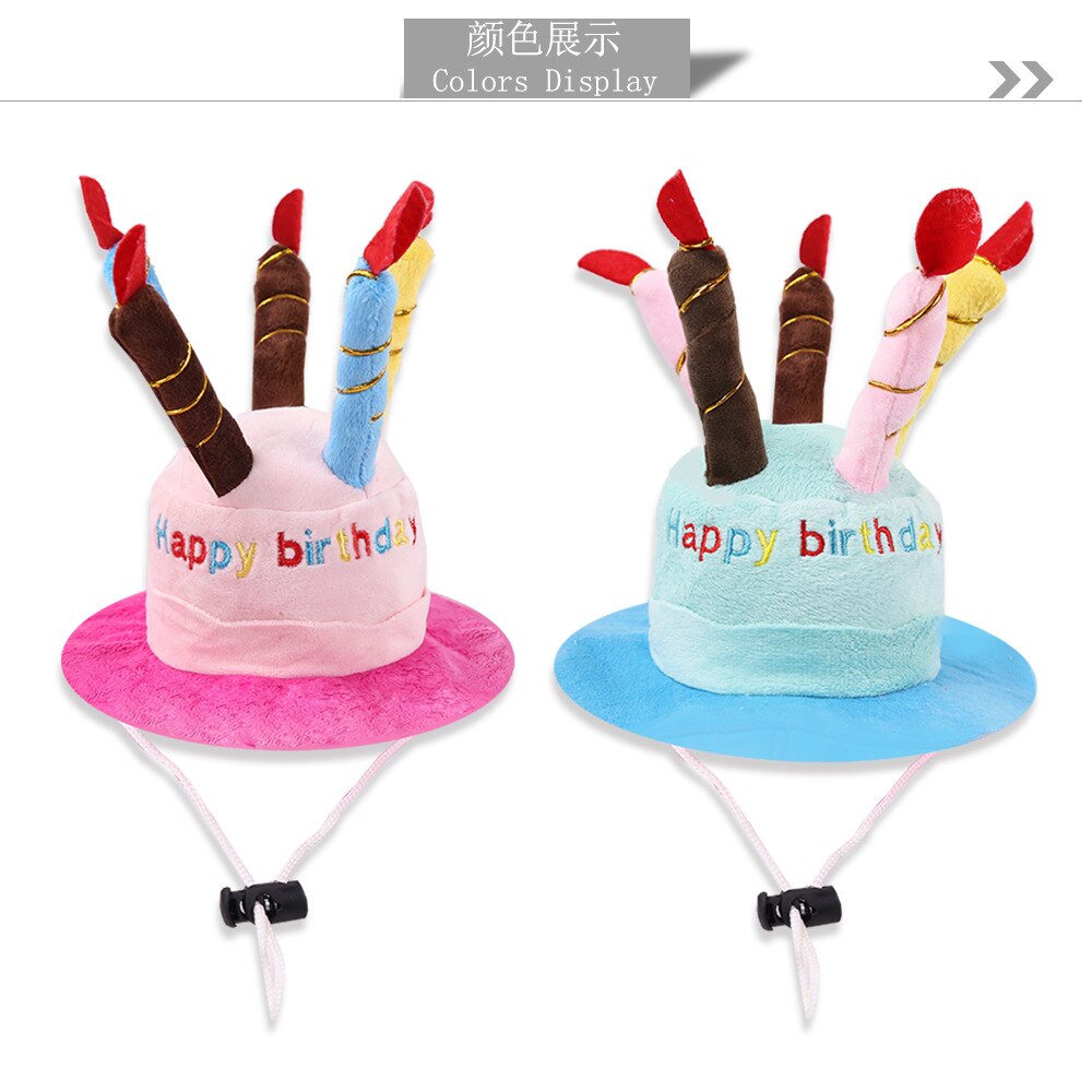 PT007 Pluche Verjaardag Hoed Voor Honden Katten Hond Supplies Pet Hond Hoed Hond Verjaardagstaart Cap Kaars Hoofdtooi accessoires
