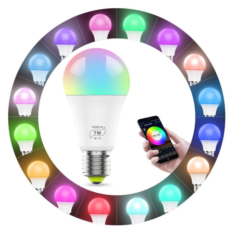 Draadloze Bluetooth 4.0 Smart Lamp Home Verlichting Lamp 7W E27 Magic RGB + W LED Kleur Veranderen Licht lamp Dimbare IOS/Android