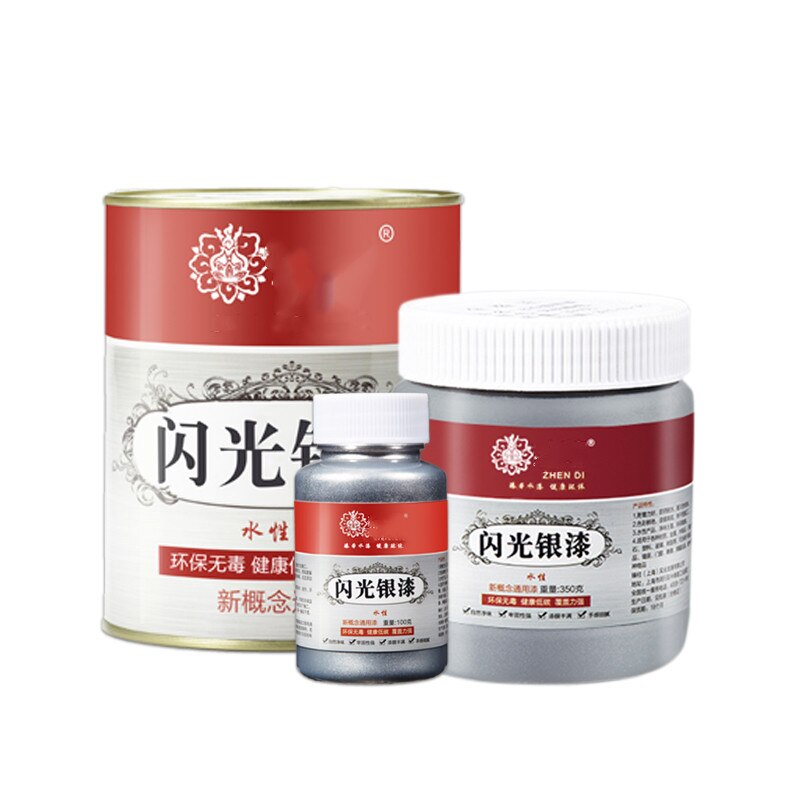 100g/350g Water-based Silver paint Metal anti-rust paint silver paint, for wood, statue, Wall,furniture , safe, non-toxic paint