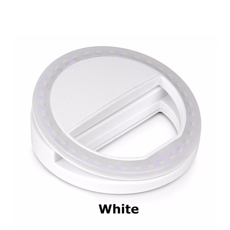 Makeup spejl til telefon selfie ring lys med 36 led lamper bærbar multifunktion telefon lys med tre lysstyrke niveauer: Hvid