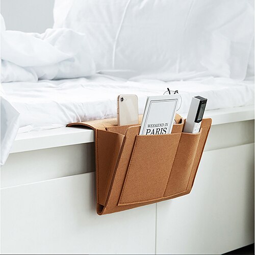 Bed Opbergtas Pocket Vilt Nachtkastje Opknoping Organizer Slaapzaal Boek Tijdschrift Tv Remote Caddy Stapelbed Houder Voor Tafel sofa