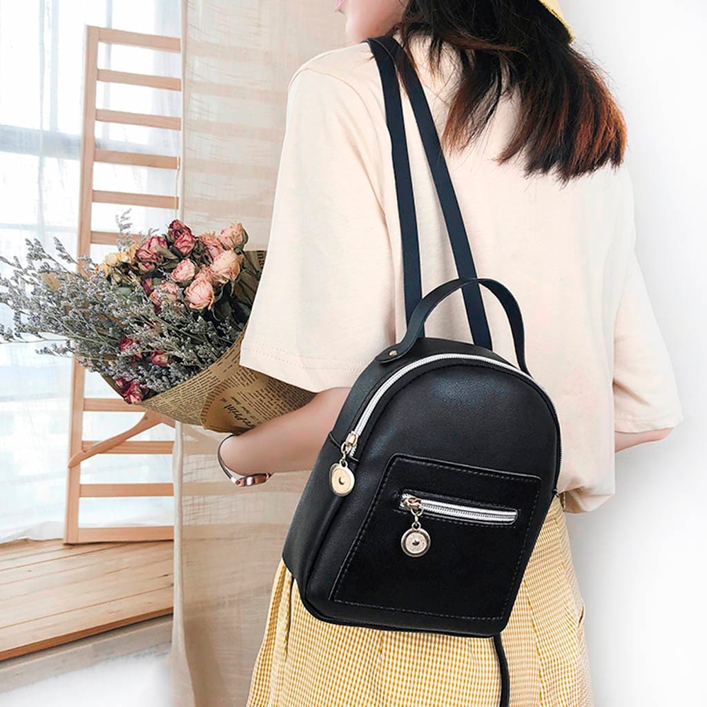 Transer petit sac à dos femmes Pu cuir école sac à bandoulière adolescent sac à dos étudiant sac voyage sac à dos femmes Mochilas Mujer #