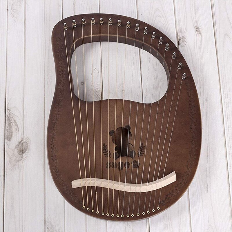 Lyreharpe ,16- strengs harpe heptachord mahogni lutharpe med stemmenøkkel for musikkelskere nybegynnere