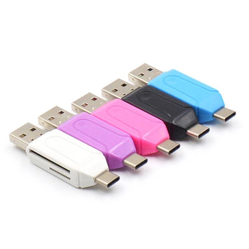 1Pcs Universele 2 In 1 Type-C Usb Otg Adapter Universele Micro Tf Sd Kaartlezer Universele Type-C Usb Otg Tf/Sd-kaartlezer: Default Title