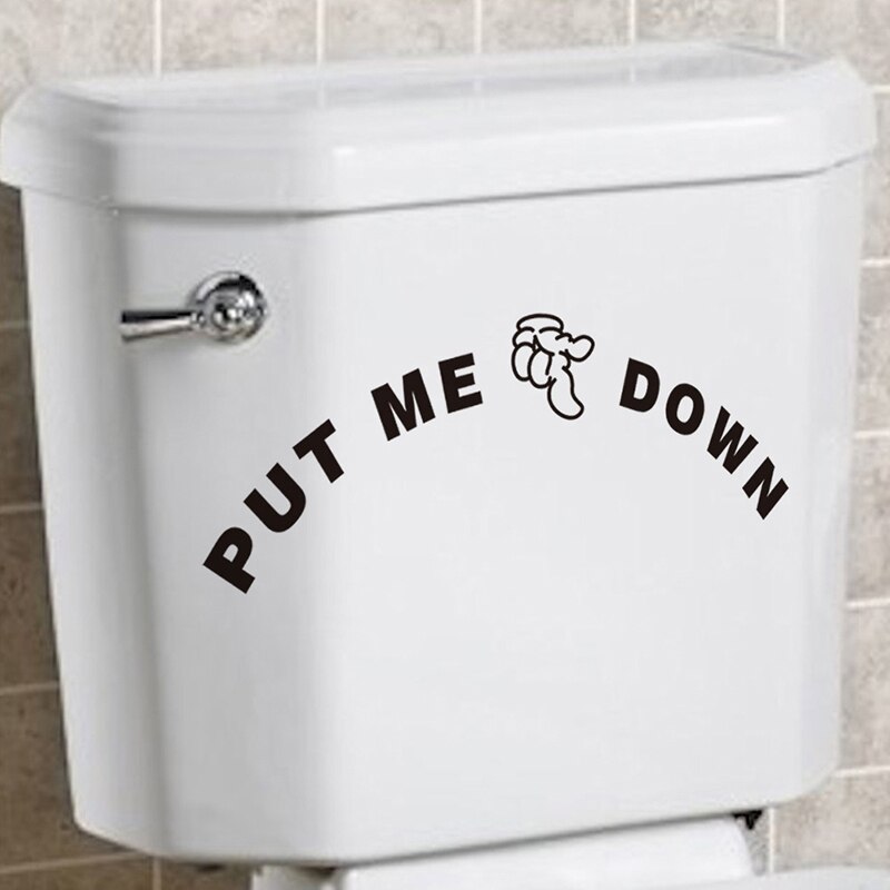High Effective Gesture Hand Decal Funny Bathroom Toilet Seat Wall Sticker Sign For PUT ME DOWN Toilet Sticker Brown