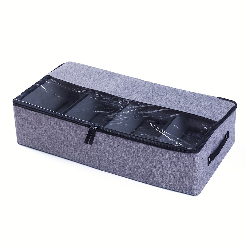 Fabric dust-proof and moisture-proof transparent folding shoe box, a space-saving shoe cabinet for home use, and a perfect stora: DARK GRAY