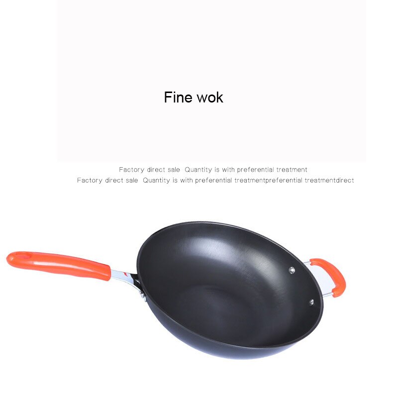 Steelpan Ijzeren Wok Ongecoat Pot Non-stick Pan Non-Coating Inductie En Gasfornuis Kookgerei