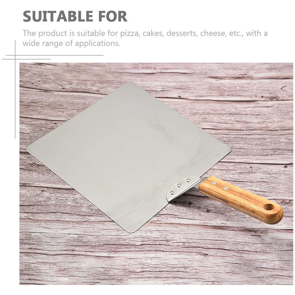 Stainless Steel Pizza Peel Wood Handle Pizza Paddle Square Shape Pizza Paddle