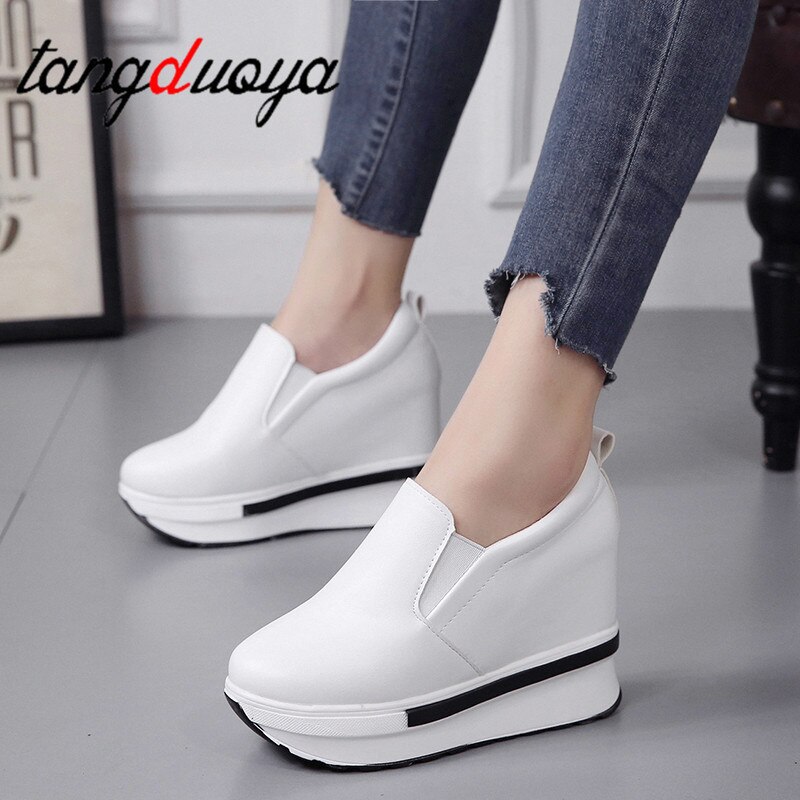 Chaussures à semelle épaisse pour femmes, chaussures à plateforme épaisse et étanches PU, mocassins vulcanisées, collection chaussures femme décontractées, collection