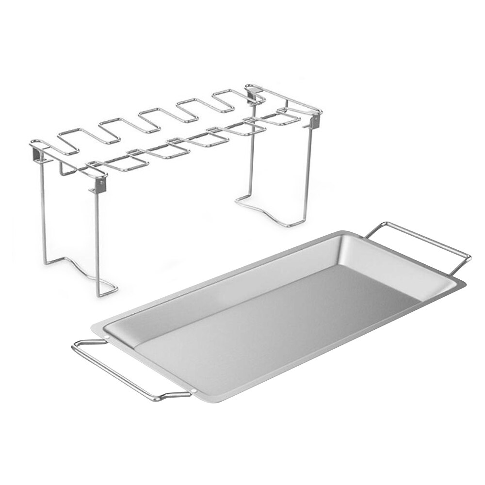 Stainless Steel Chicken Wing Leg Rack Holder Grill Rack with Drip Pan for BBQ Pan For Bbq Multi-purpose Chicken Leg Oven Grill 2