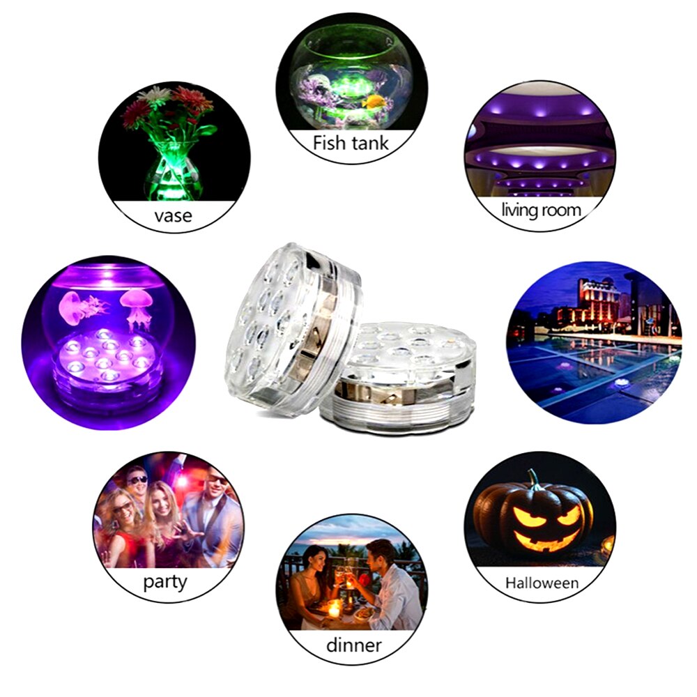 10 Led Afstandsbediening Knop Licht Dompelpompen Lights Battery