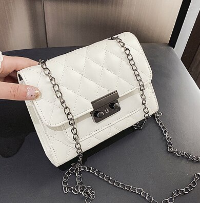 Carteras cruzadas para mujer antirrobo Cartera de viaje en una cadena de cuero de PU: Blanco