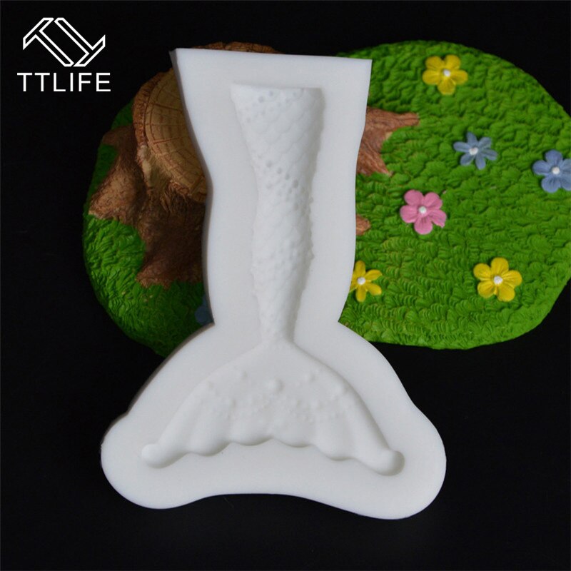 TTLIFE medio molde de silicona con cola de sirena cocina Gadgets casa Fondant herramienta postre accesorios de cocina, molde