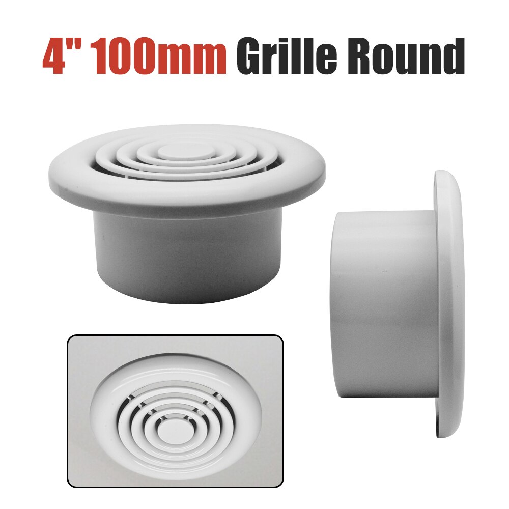 4" 100mm Air Vent Grille Ventilation Ceiling Wall Mount Air Vent ABS Round