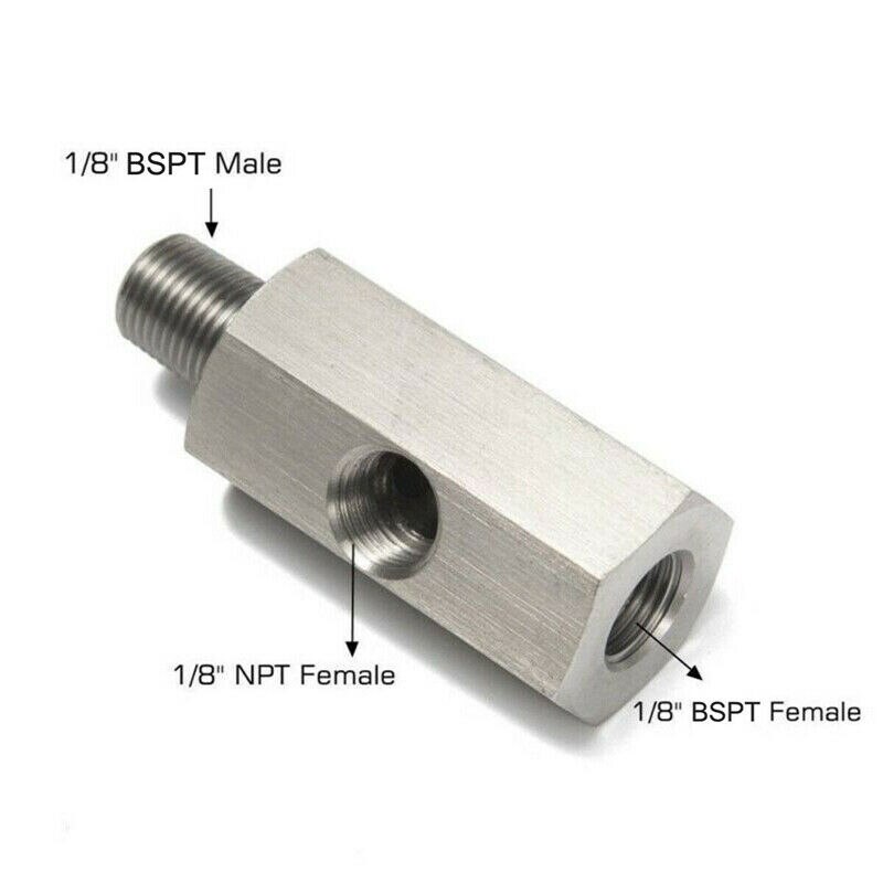 Oil Pressure Sensor Tee 1/8In NPT To Adapter Fitting Turbo Supply Feed Line Turbo Oil Feed Adapter Fitting