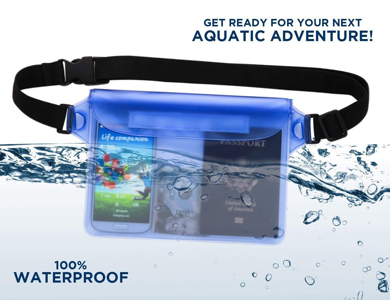 Bolsa impermeable de pvc para exteriores, bolsas de cintura para acampar, escalada, senderismo, deporte, funda bolsa seca con correa para el hombro en la cintura