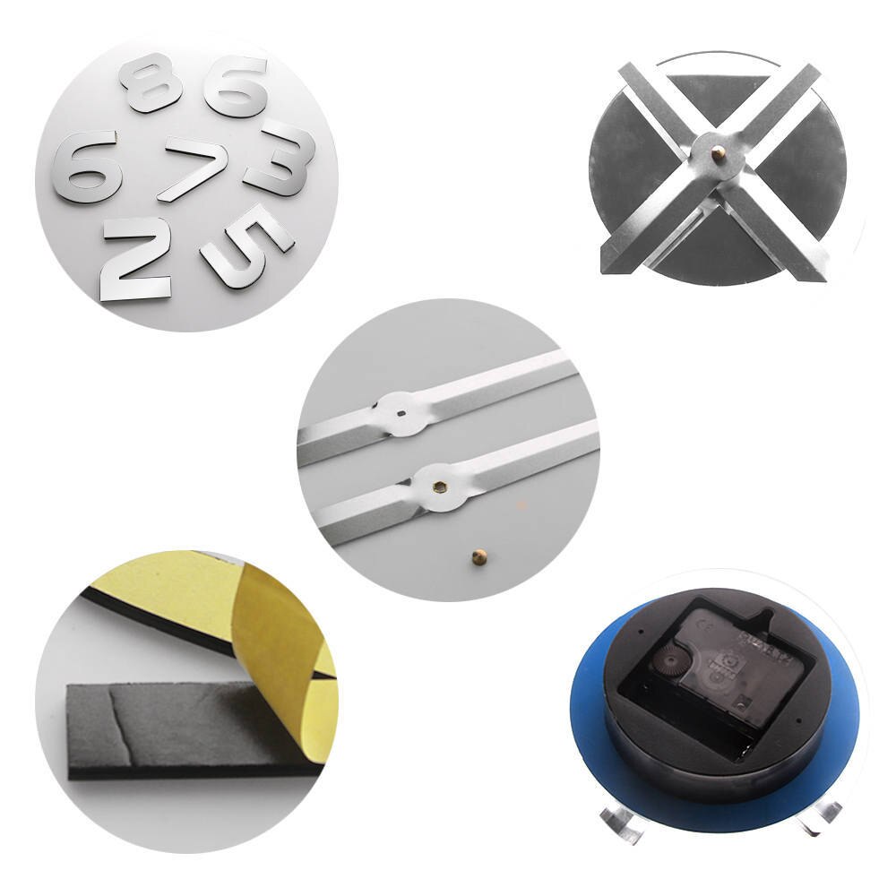 Horloge murale adhésive 3D, grand format, rétro-adhésif, moderne, chiffres inversés, décoration artistique en miroir, DIY bricolage