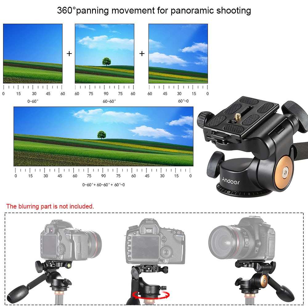 Andoer Q08 Video Statief Bal Hoofd 3-Way Vloeistof Hoofd Rocker Arm Met Quick Release Plate Voor Dslr Camera statief Monopod