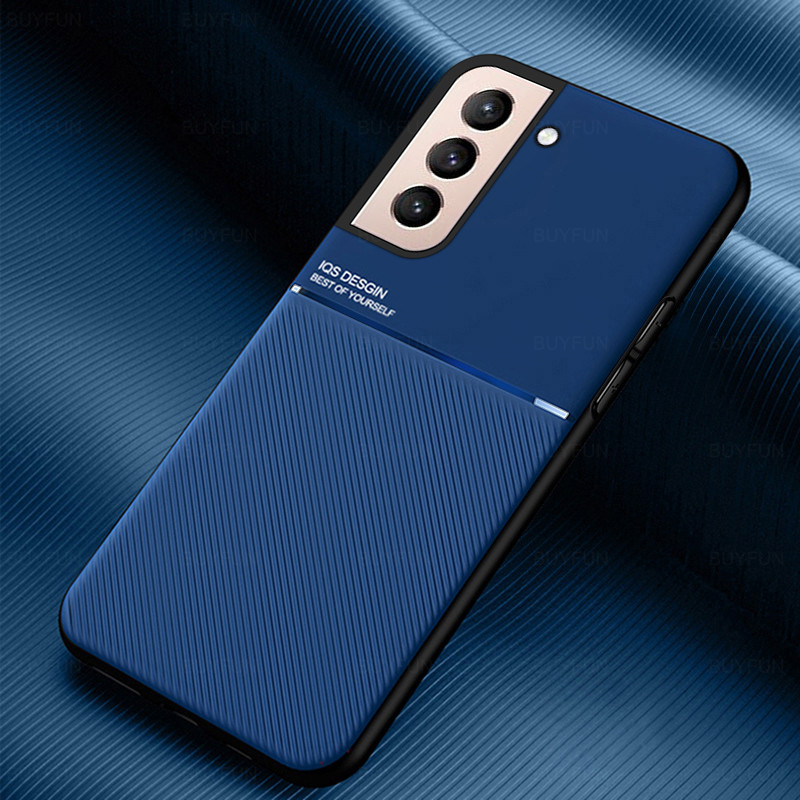 S21fe Case Leather Texture Car Holder Magnetic Coque For Cover Samsung Galaxy S21 Fe S 21 Faith 5G Soft Shockproof Fundas: S21 Lite / blue
