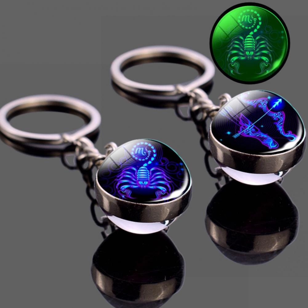 Glass Ball Pendant Decor Key Chain Lightweight Zodiac Style Glass Ball Constellation Keychain