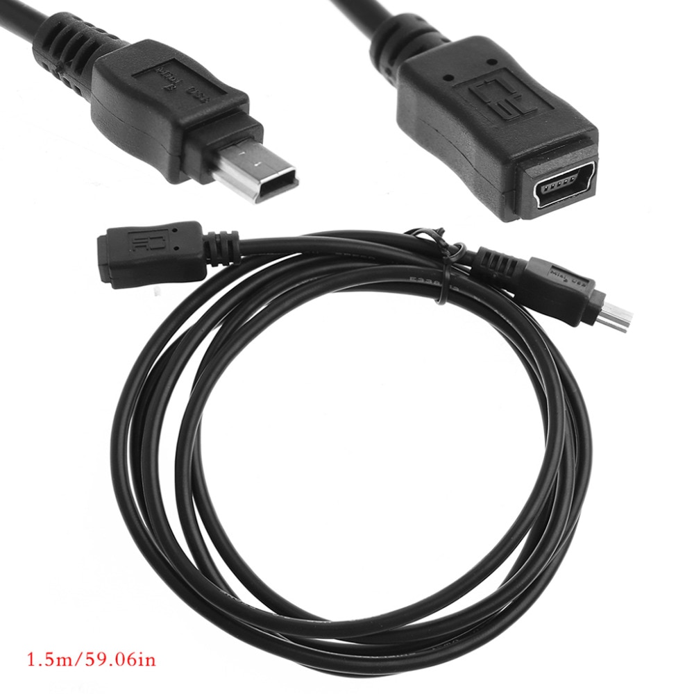 1 stk sort lys adapter kabel 5 fod /1.5m mini usb  b 5 pin han til hun forlænger kabel ledning adapter