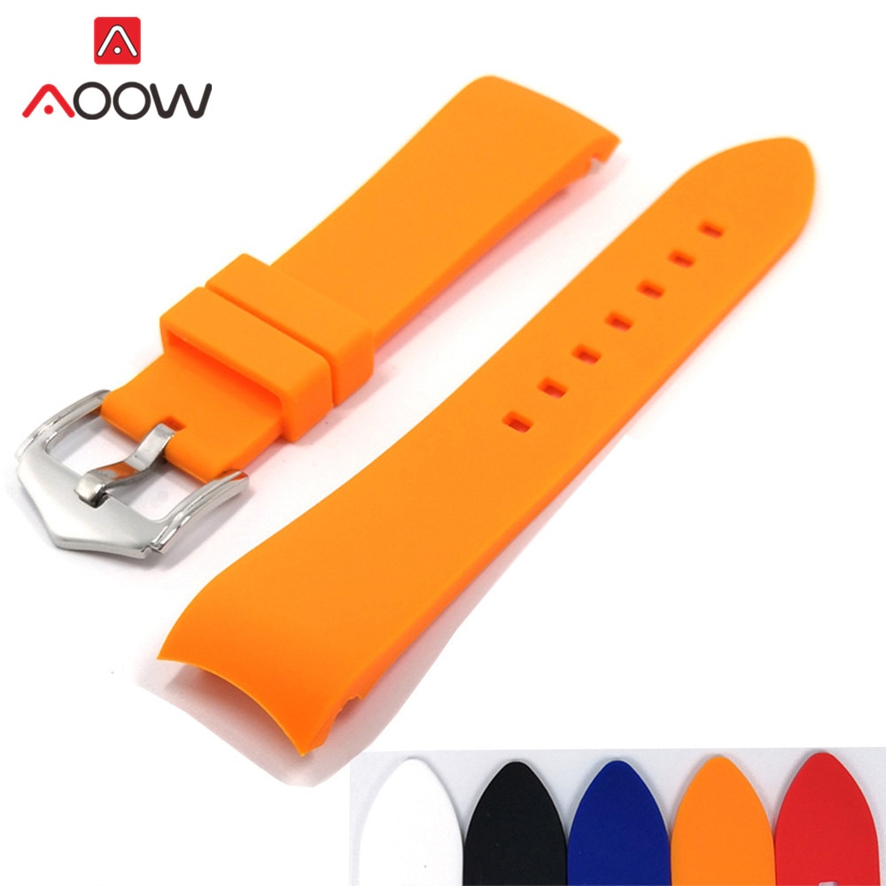 18mm 20mm 22mm 24mm alça de silicone macio universal cotovelo arco banda de borracha esporte à prova dwaterproof água substituição pulseira relógio acessórios