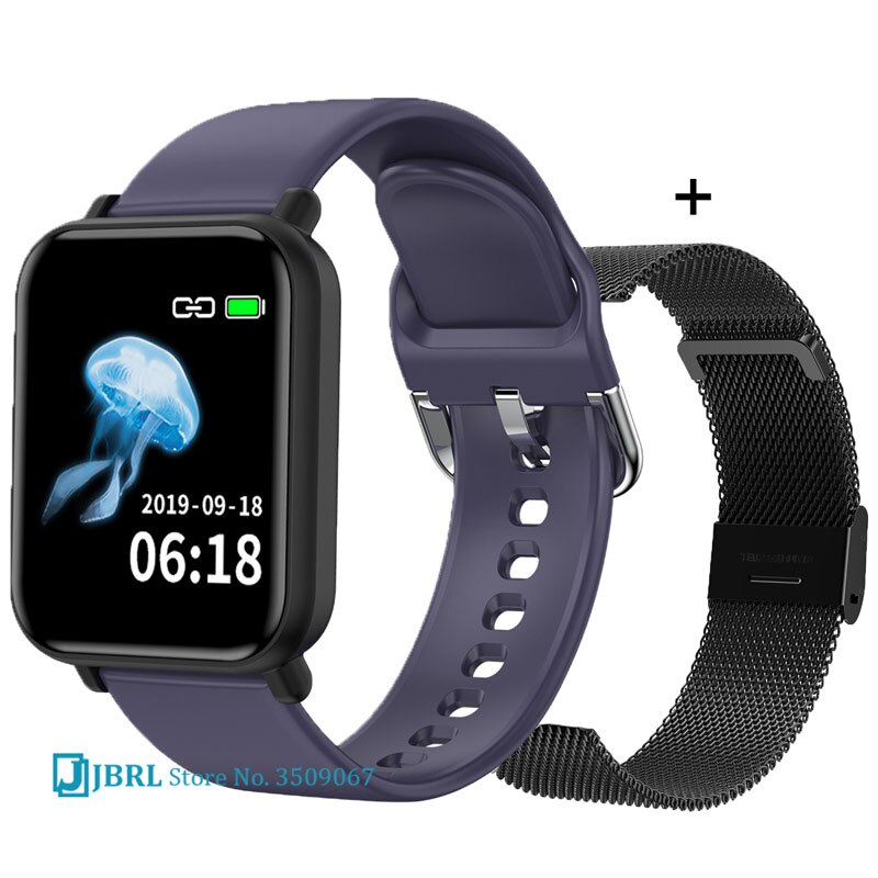 Children Full Touch Smart Wristband Girls Boys Smart Watch Swimming Kids Smartband Teen Fitness Bracelet Bluetooth Android IOS: purple add strap 3