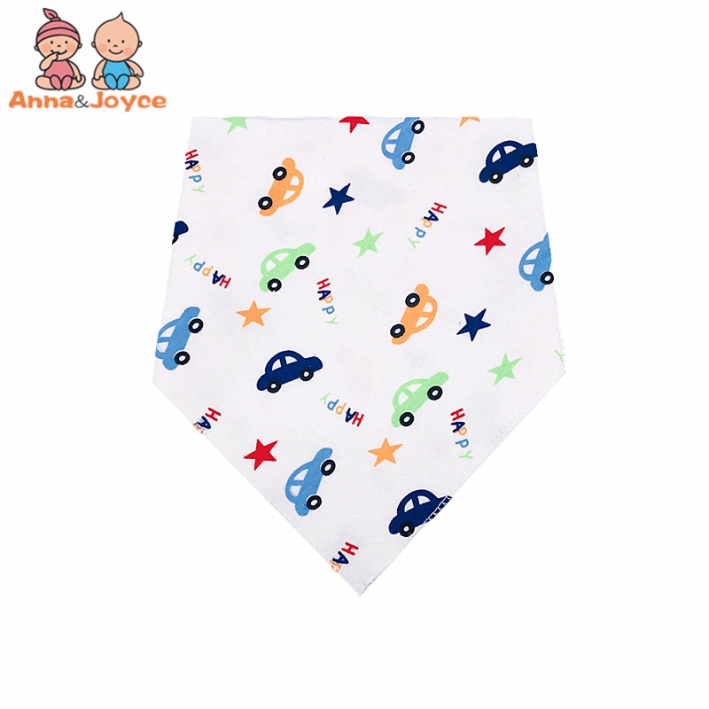 Babero de algodón con estampado de dibujos animados para niños y niñas, bufanda triangular para niños, babero impermeable, 5 uds. Por lote