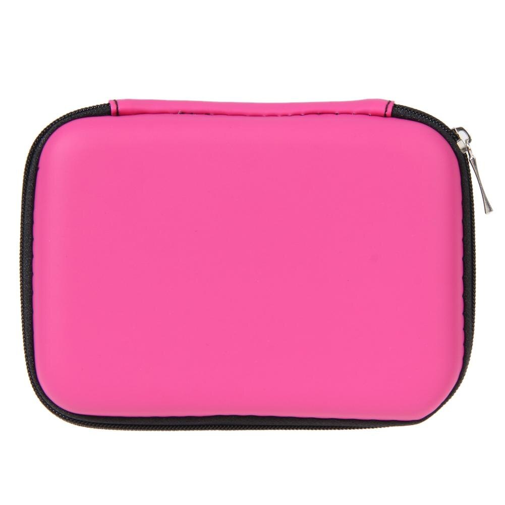 2.5-inch hard disk package headset bag mobile power HDD Bag Disk Case Zipper Pouch Earphone Cover Mobile EVA Storage Carrier Box: Rose Red