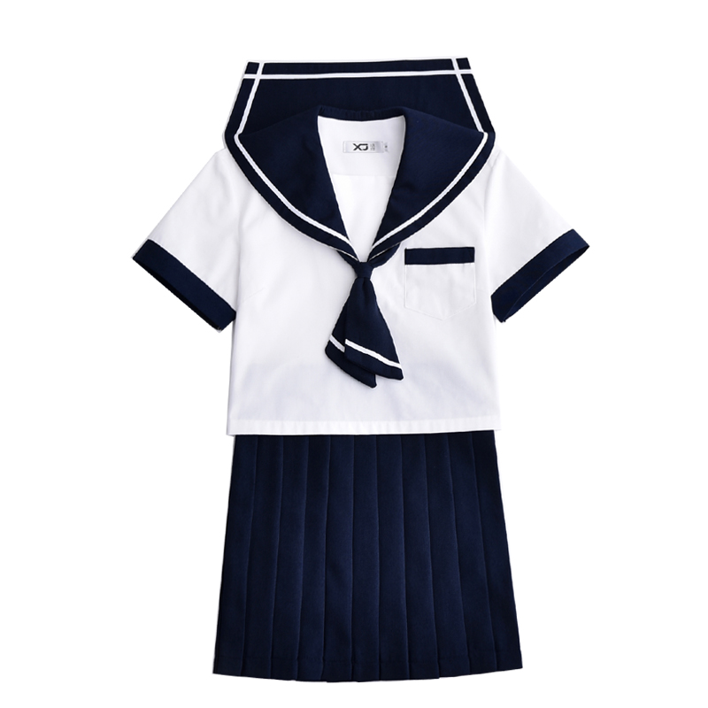 Giapponese JK Uniformi Scolastiche Per Le Donne navy blu rosso top Marinaio stile Navy Vestito di Pannello Esterno Studente di Classe Delle Ragazze Set Femminile cosplay