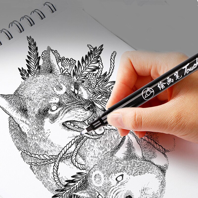 Zwarte Inkt Fine Liner Pen Tekening Schilderen Glas Cd Handtekening Marker Waterdicht Comic Art Graffit School Office Supply Stationair