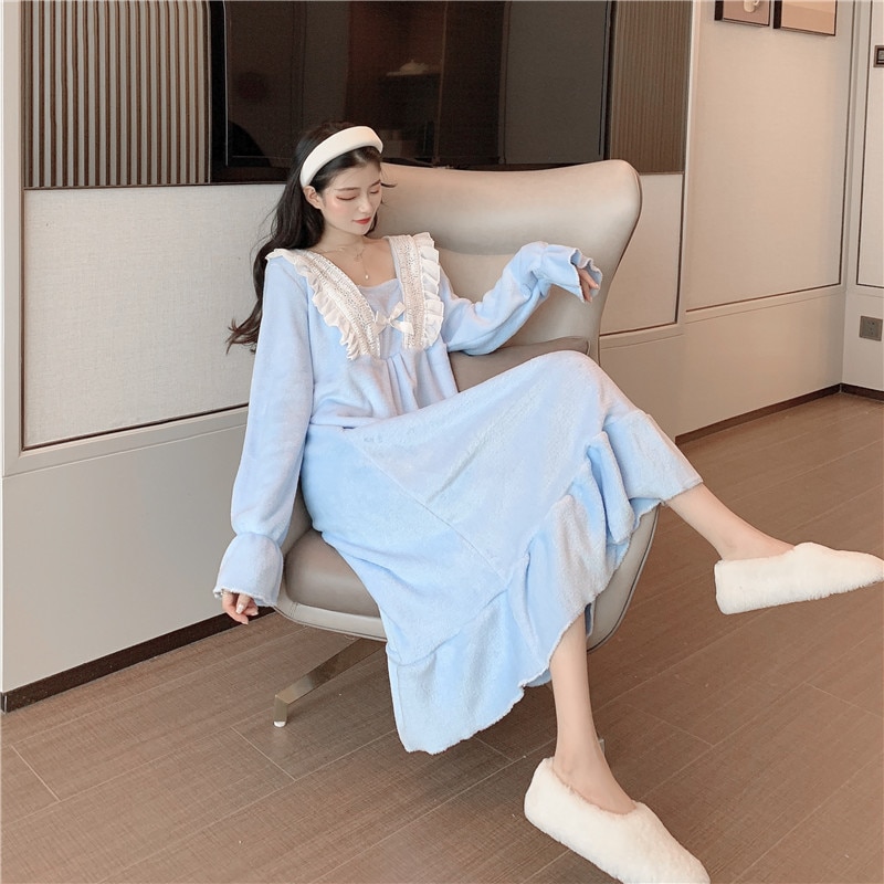 Nachthemden Vrouwen Kant Patchwork Vierkante Kraag Zoete Elegante Prinses Losse Lange Gedrukt Leuke Vintage Chic Simple Flare Mouw