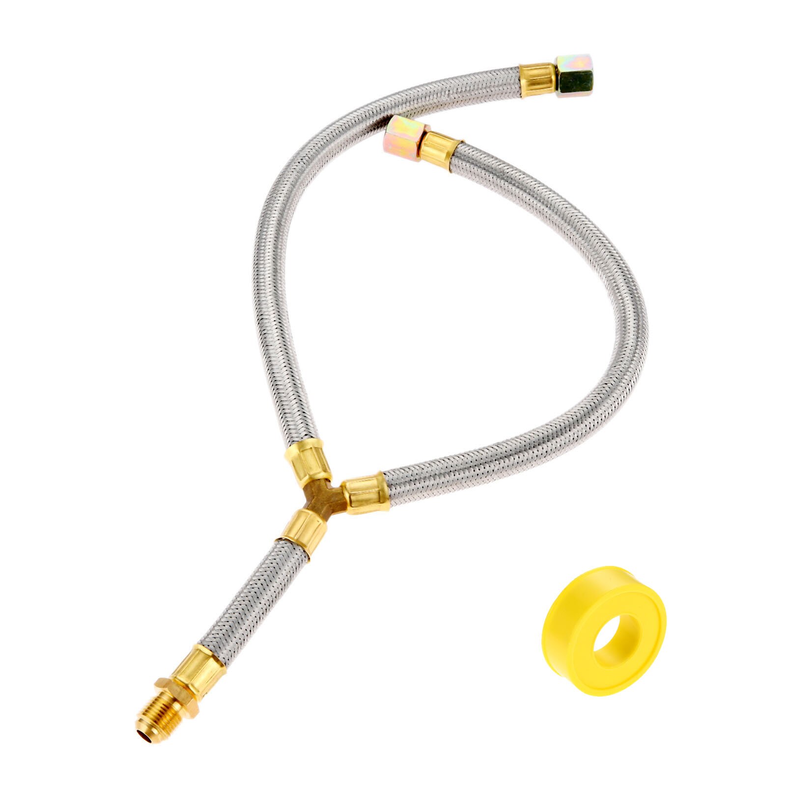 Propan Grill Y-Splitter Verlängerung Adapter Geflochtene Schlauch Länge 15 mit 3/8 aufflackern Verbindung