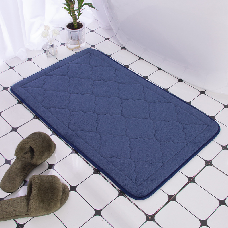 Cobblestone Embossed Bathroom Bath Mat Coral Fleece Non-slip Carpet In Bathtub Floor Rug Shower Room Doormat Memory Foam Pad