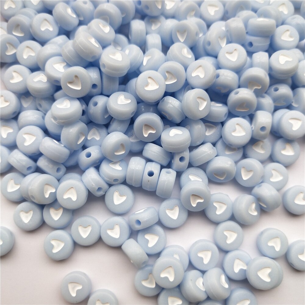 100pcs/lot 7mm Round Acrylic Spacer Beads Love Heart Beads For Jewelry Making DIY Handmade Charms Bracelet Accessories