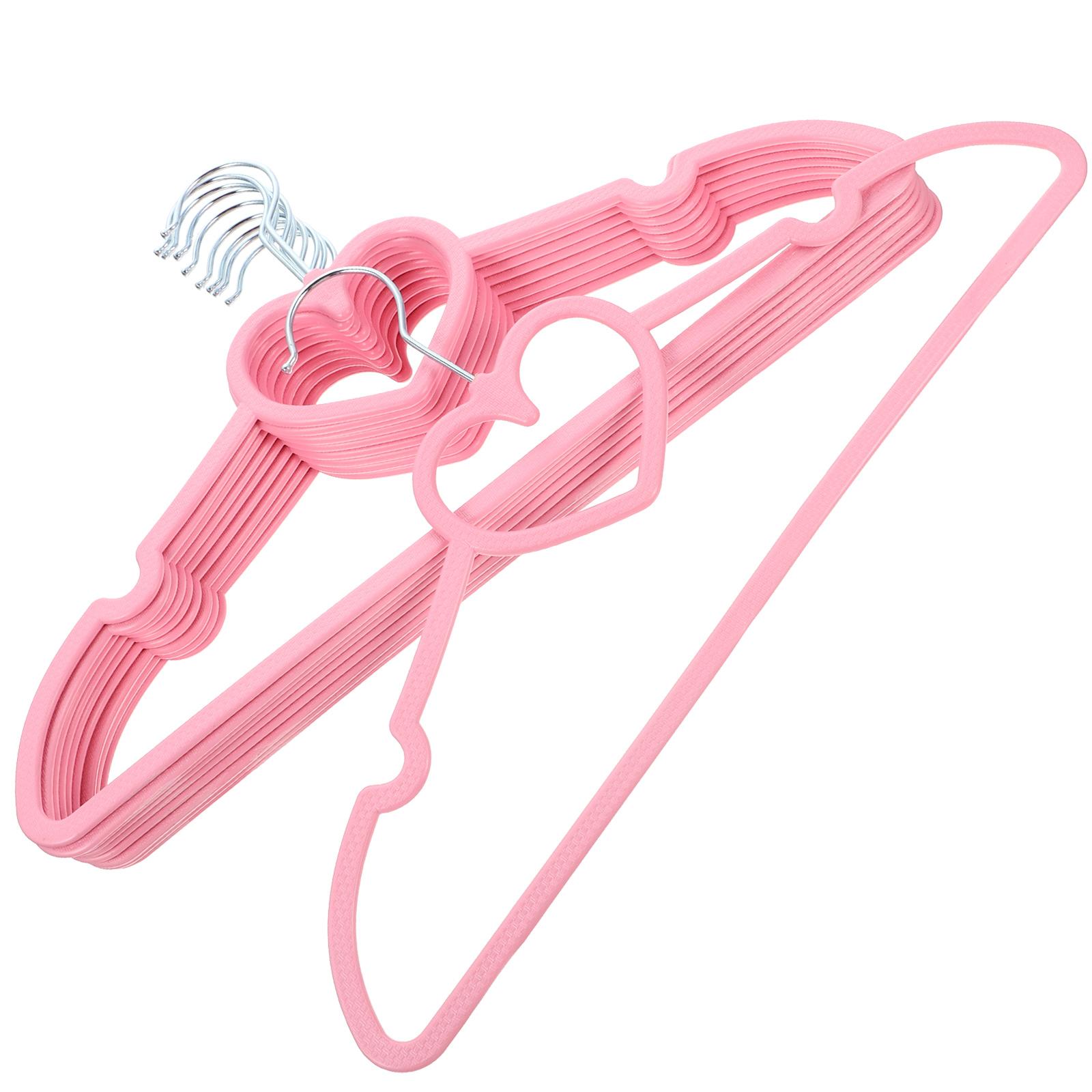 Cintre à vêtements en forme de cœur rose, 10 pièces, joli support de séchage pour placard, gain de place, cintre en plastique antidérapant, de couleur vive